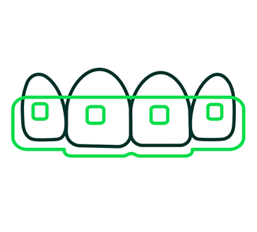 icon of four front teeth with brackets