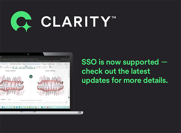 Image with black background, computer icon, clarity logo and text saying: Clarity Portal Update, Discover what's new!